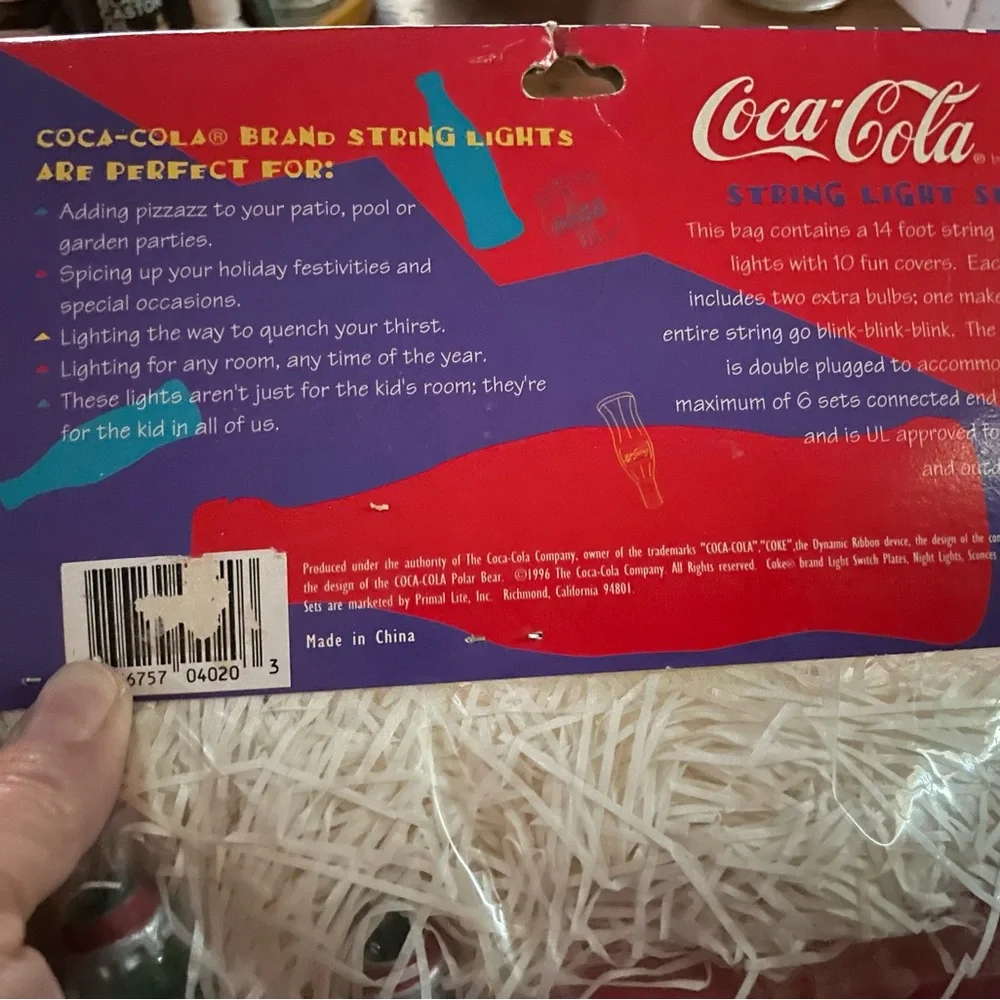 Coca Cola String party Light Set with Red and Green Bottles summer vibes